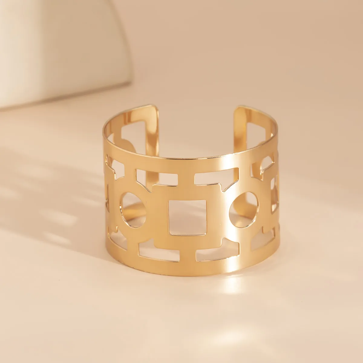 18K Gold-Plated Openwork Geometric Cuff
