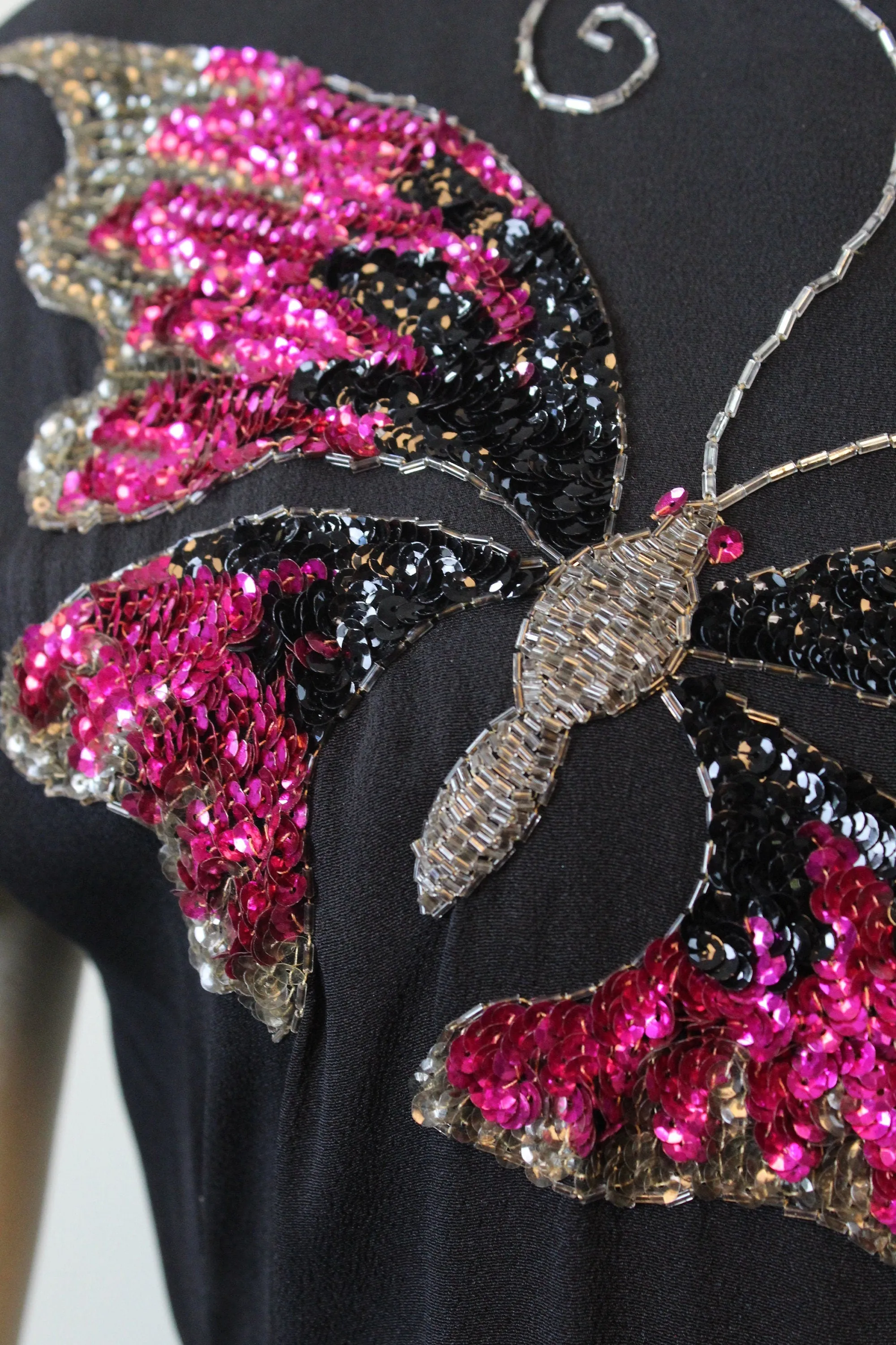 1940s BUTTERFLY sequin PEPLUM gown dress medium | new spring