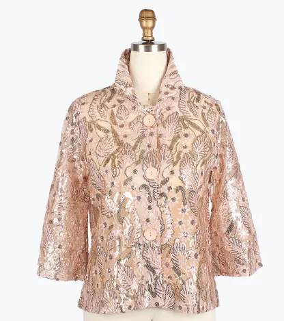 2425 - Sequined Embroidery Cropped Jacket
