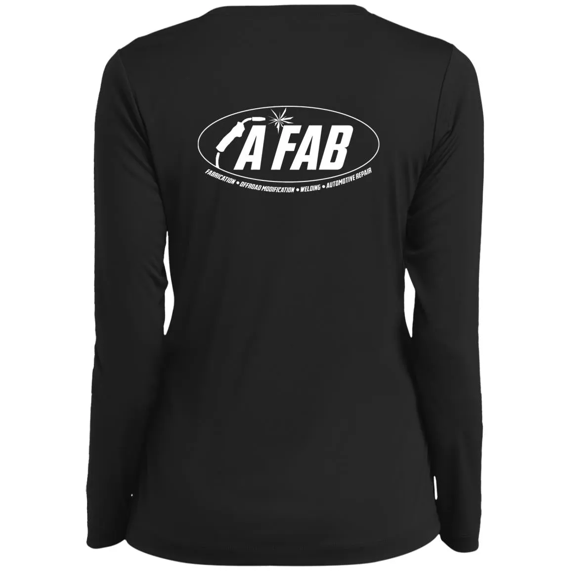 A Fab white logo LST353LS Ladies’ Long Sleeve Performance V-Neck Tee