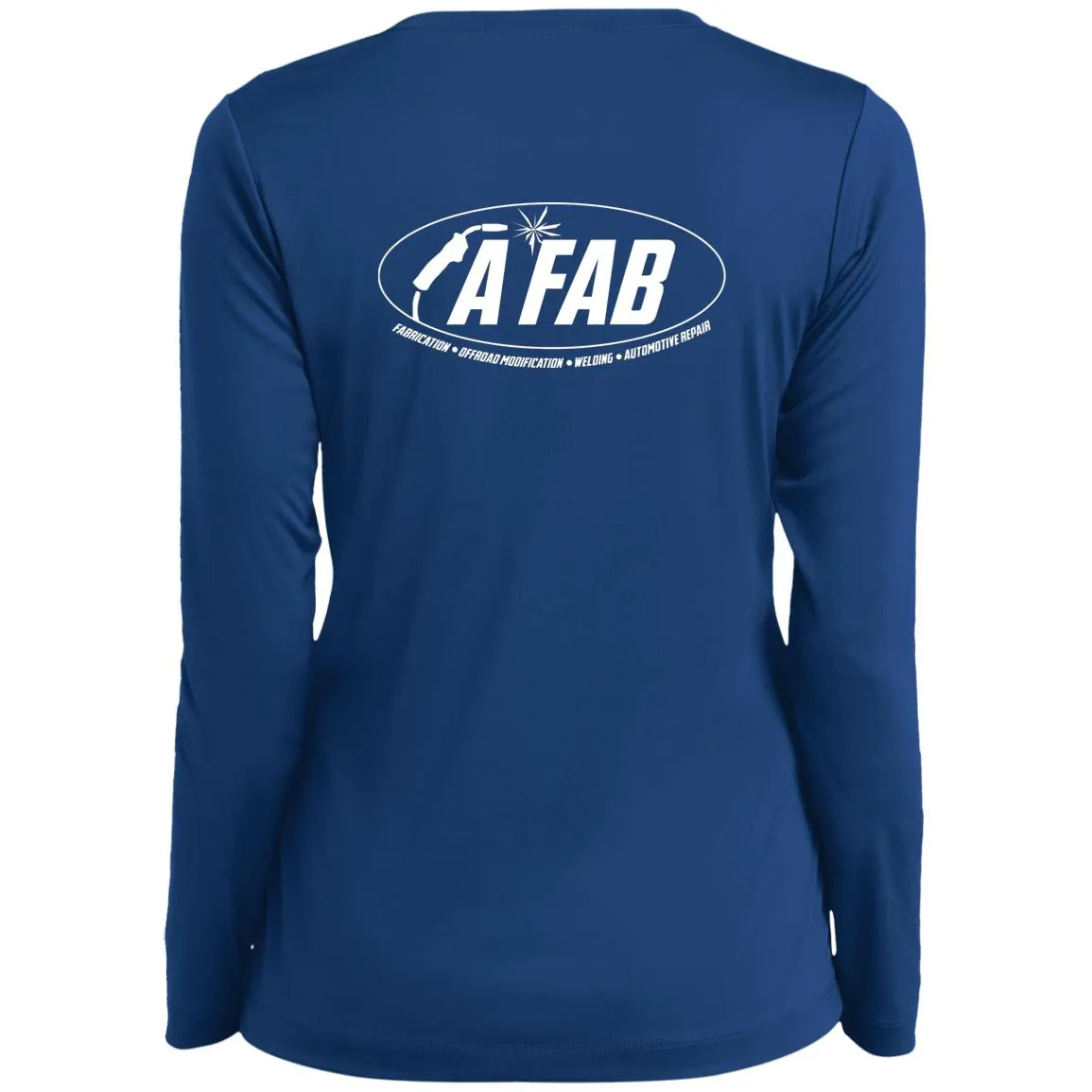 A Fab white logo LST353LS Ladies’ Long Sleeve Performance V-Neck Tee