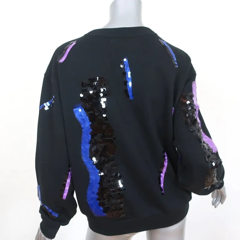 Acne Studios Roni Sequined Crewneck Sweatshirt Black Cotton Size Extra Small