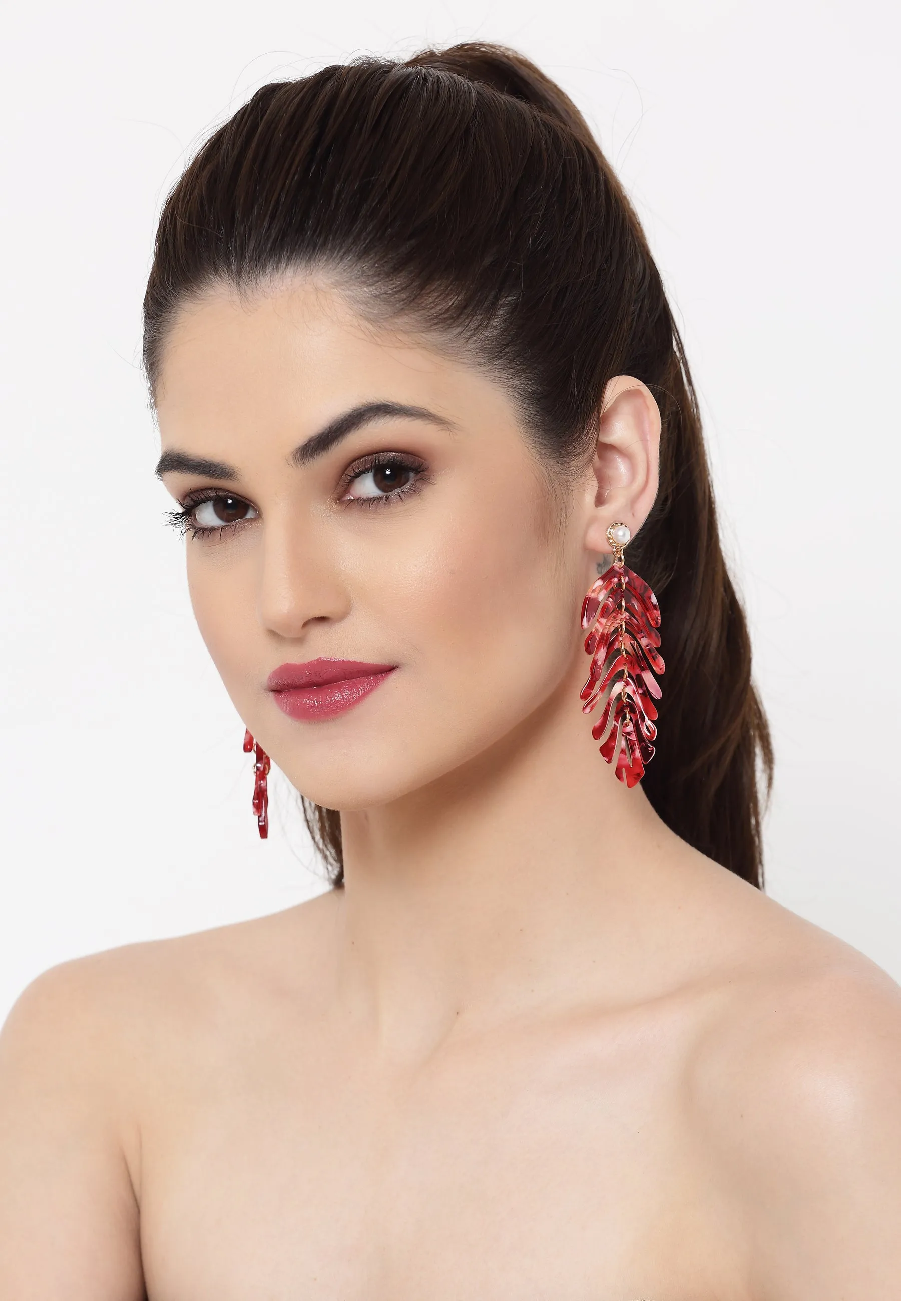Acrylic Long Leaf  Earrings