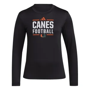 adidas Miami Hurricanes Women's Black AREOREADY  Canes Football Long Sleeve T-Shirt