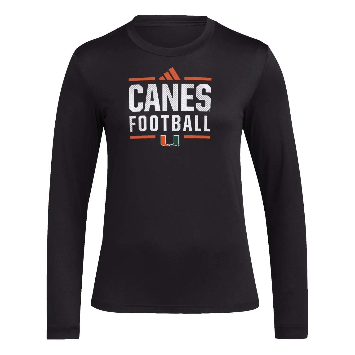 adidas Miami Hurricanes Women's Black AREOREADY  Canes Football Long Sleeve T-Shirt