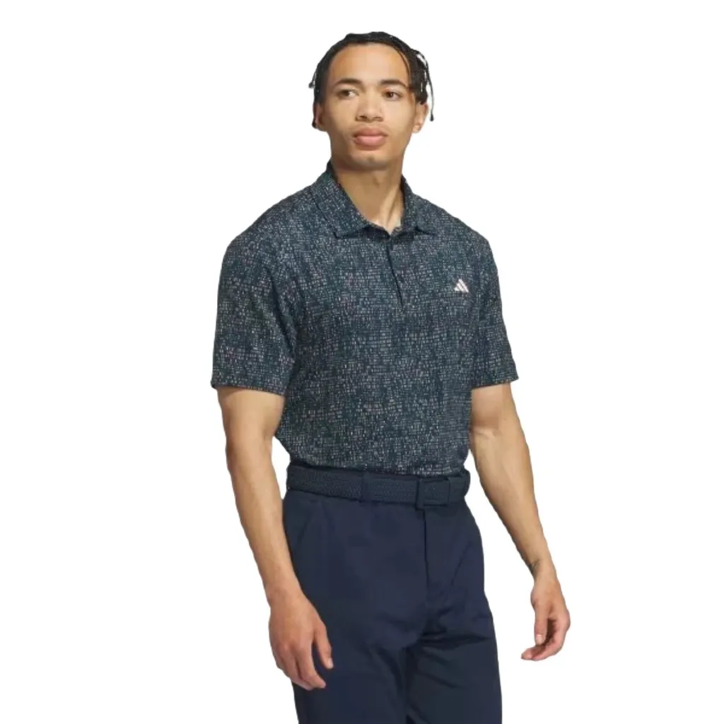 Adidas Ultimate365 Power Grid Print Polo Shirt - Blue