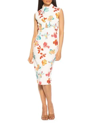 Alexia Admor Elouise draped sheath dress, white/red/blue