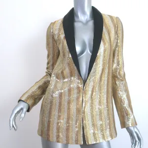 Alice   Olivia Jace Sequined Blazer Gold Size Extra Small Open-Front Jacket