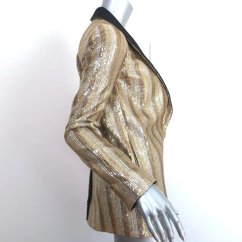 Alice   Olivia Jace Sequined Blazer Gold Size Extra Small Open-Front Jacket