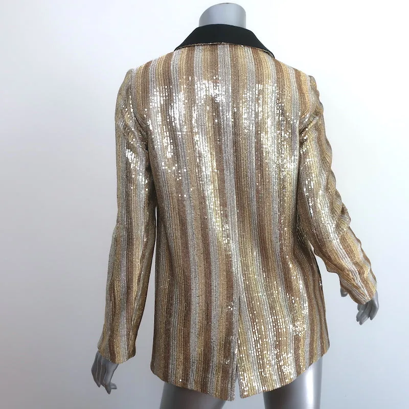 Alice   Olivia Jace Sequined Blazer Gold Size Extra Small Open-Front Jacket