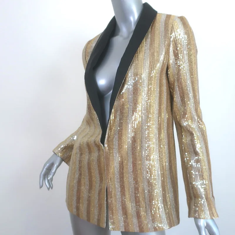 Alice   Olivia Jace Sequined Blazer Gold Size Extra Small Open-Front Jacket
