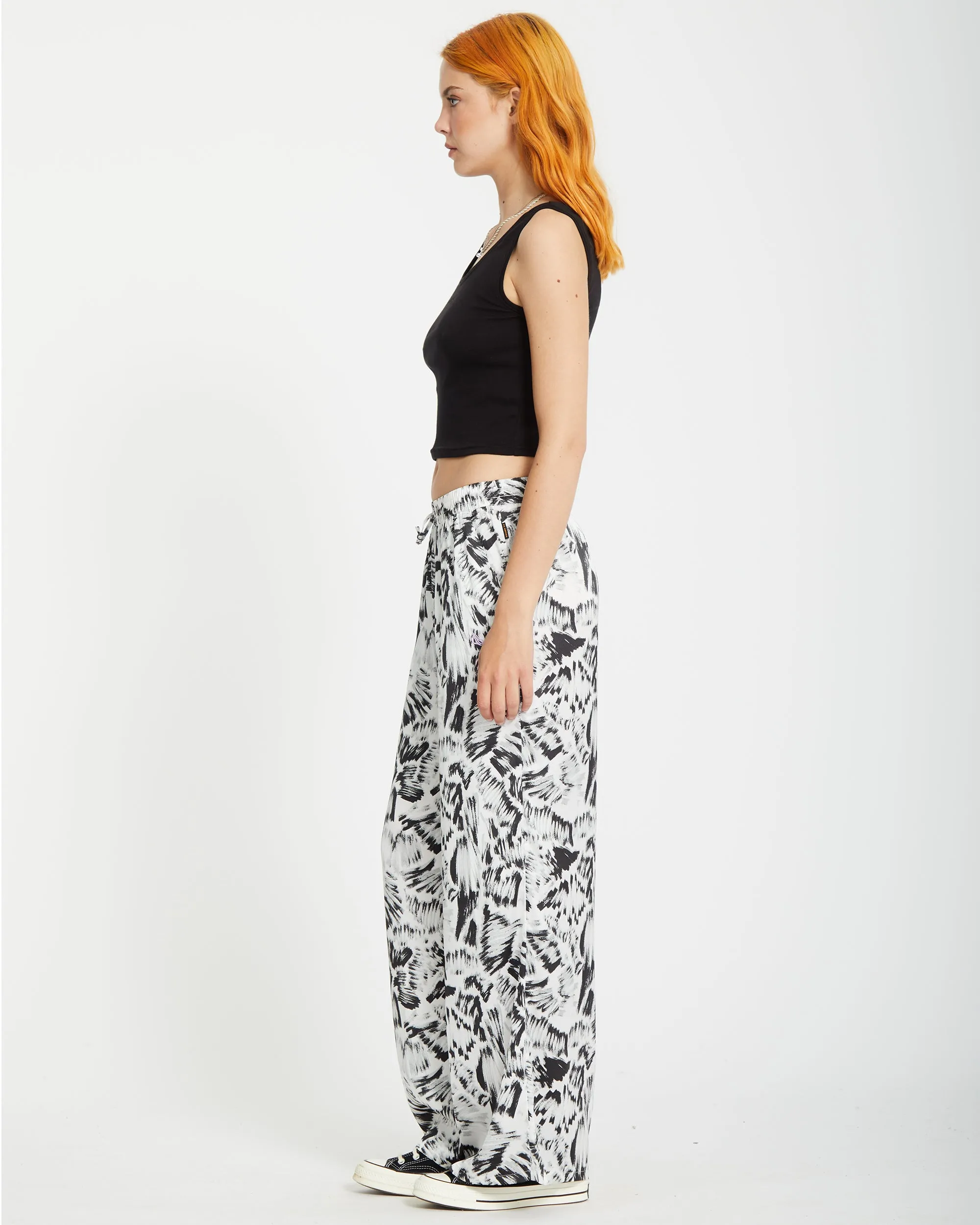 Alix Elasticated Waist Trousers - BLACK WHITE