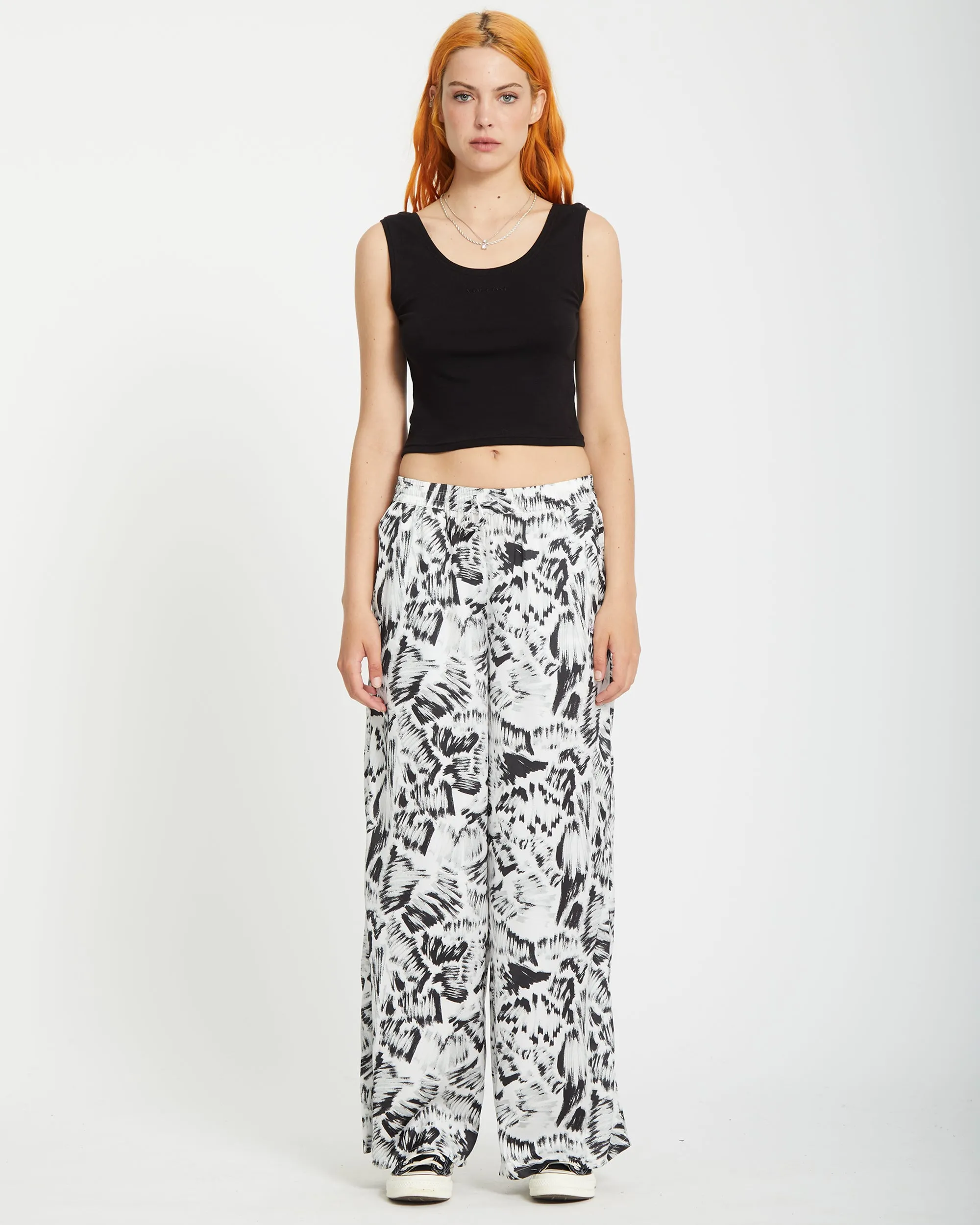 Alix Elasticated Waist Trousers - BLACK WHITE