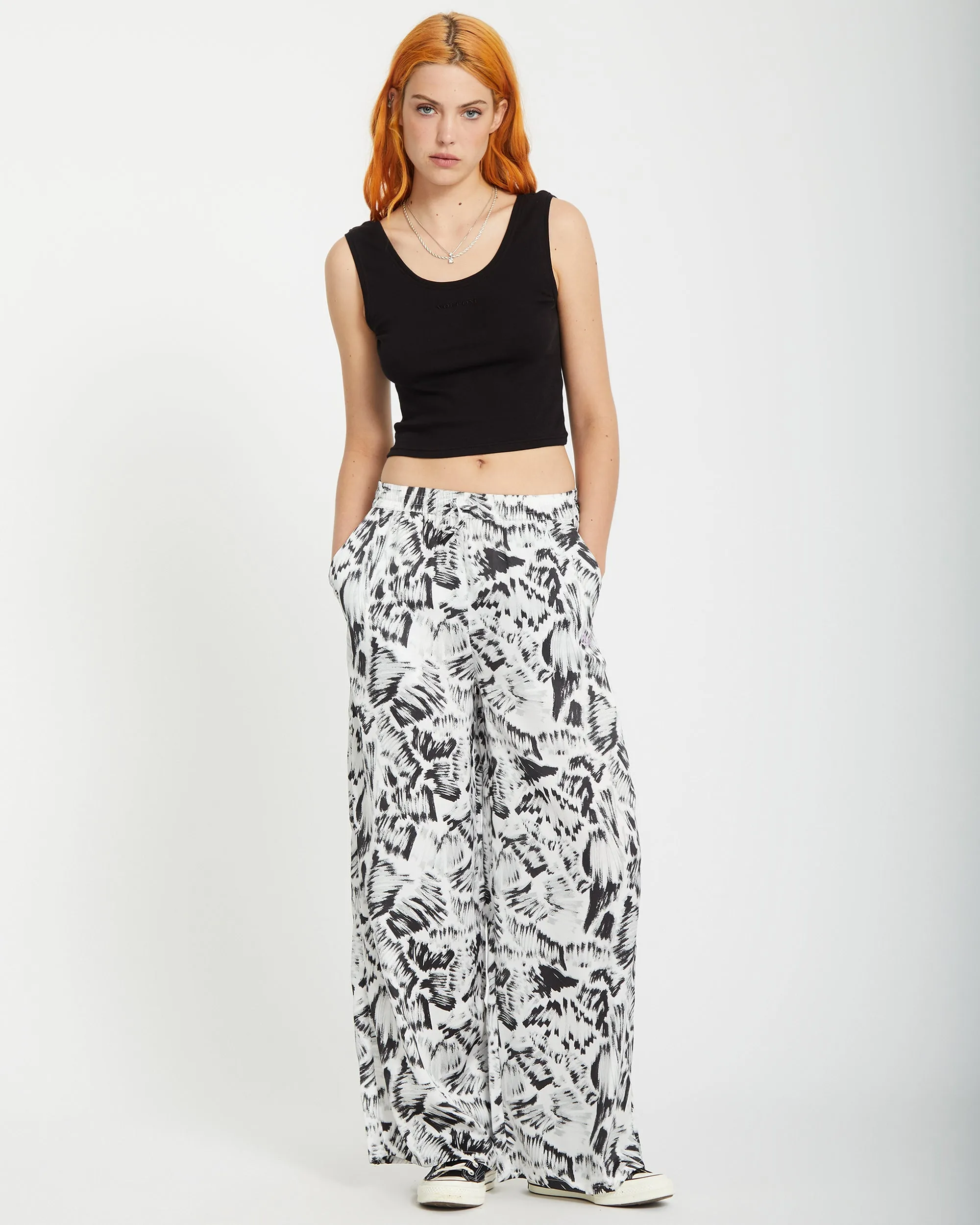 Alix Elasticated Waist Trousers - BLACK WHITE
