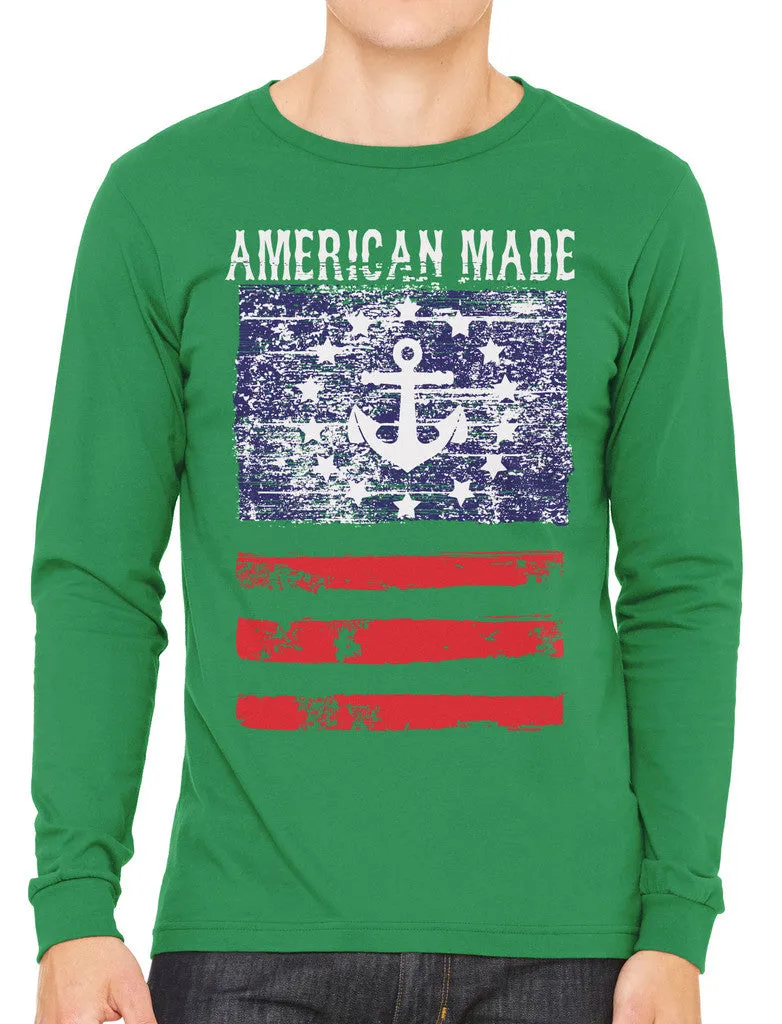 American Made Faded Anchor Flag Men's Long Sleeve T-shirt