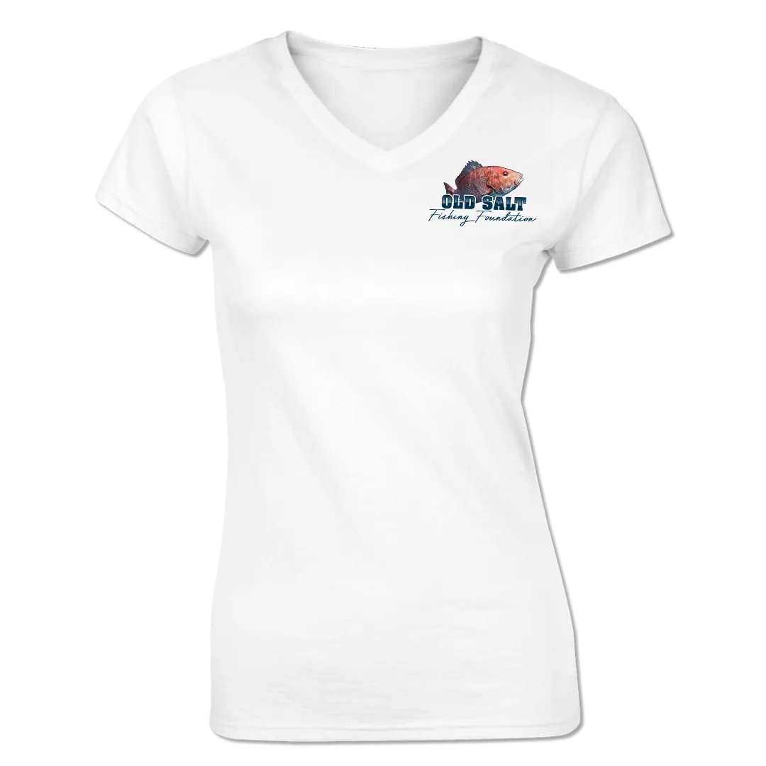 American Red Snapper - Ladies Short Sleeve V-Neck Performance Shirt