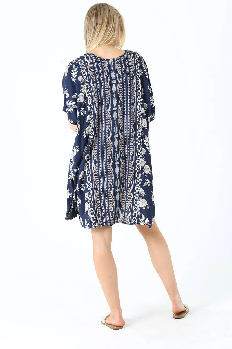 Angie Navy Floral Printed Kimono