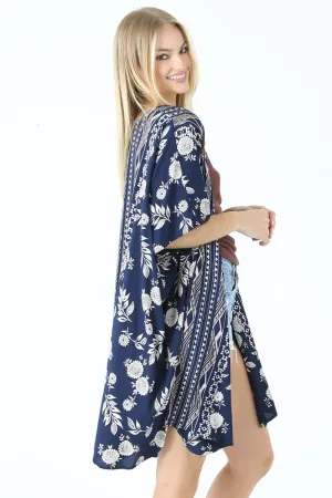 Angie Navy Floral Printed Kimono