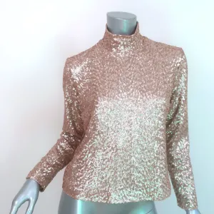 Anine Bing Sequined Mock Neck Top Rose Gold Size Small NEW