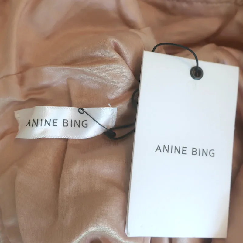 Anine Bing Sequined Mock Neck Top Rose Gold Size Small NEW