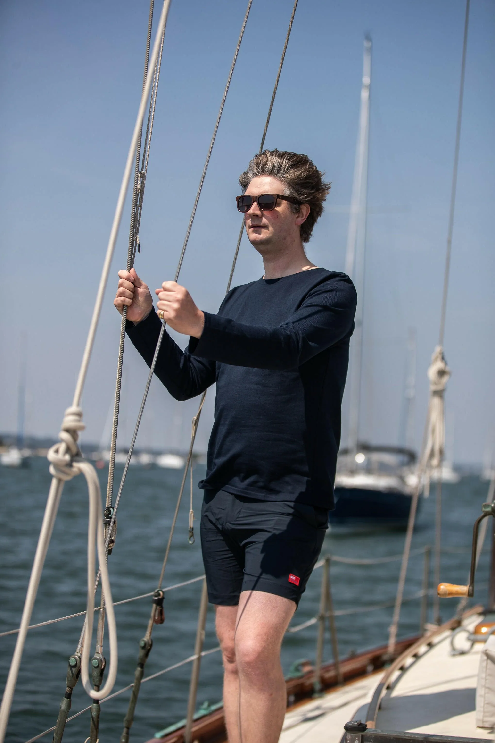 Arthur Beale Long Sleeve Navy T-shirt