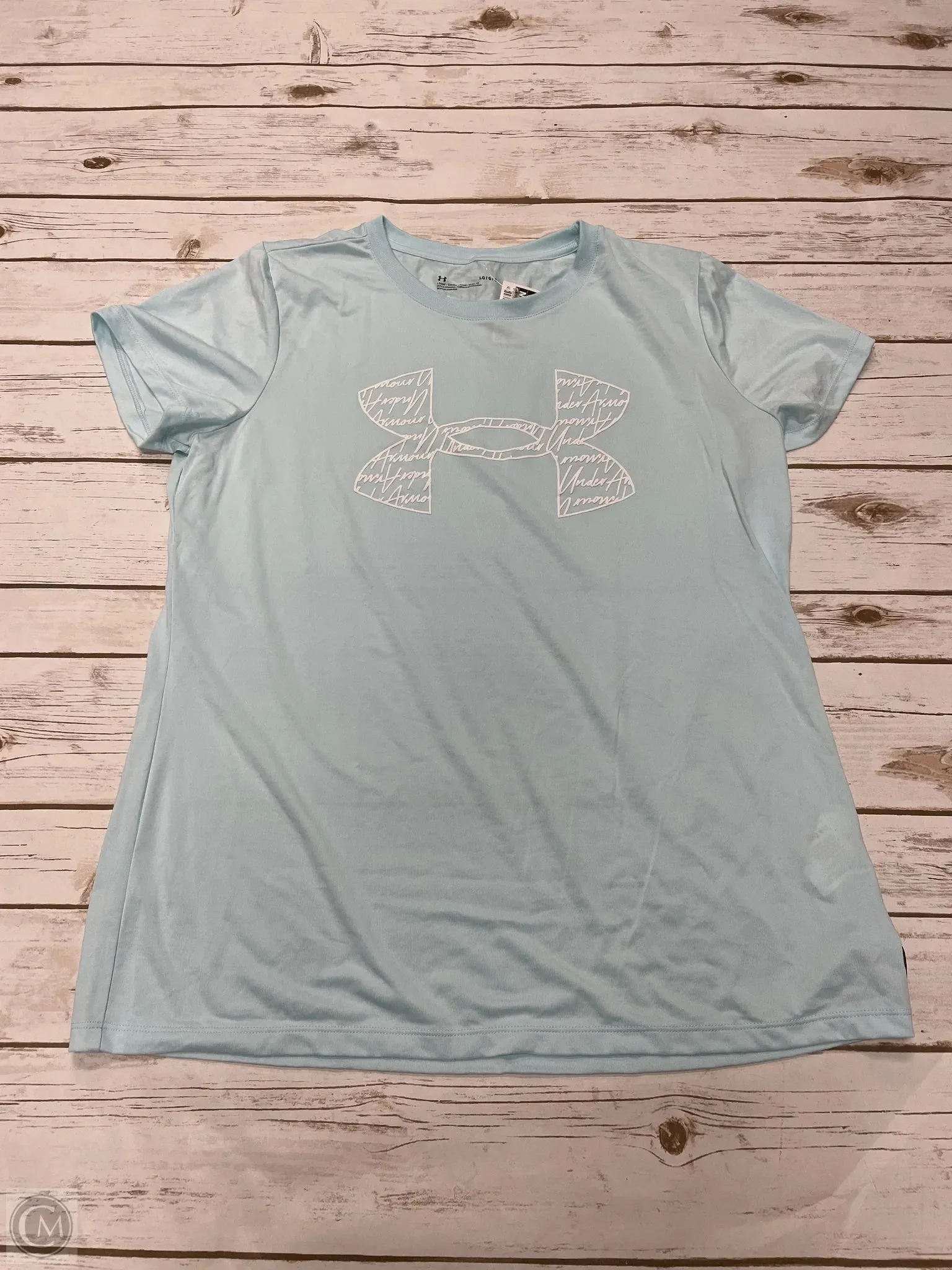 Athletic Top Short Sleeve By Under Armour In Blue, Size: L