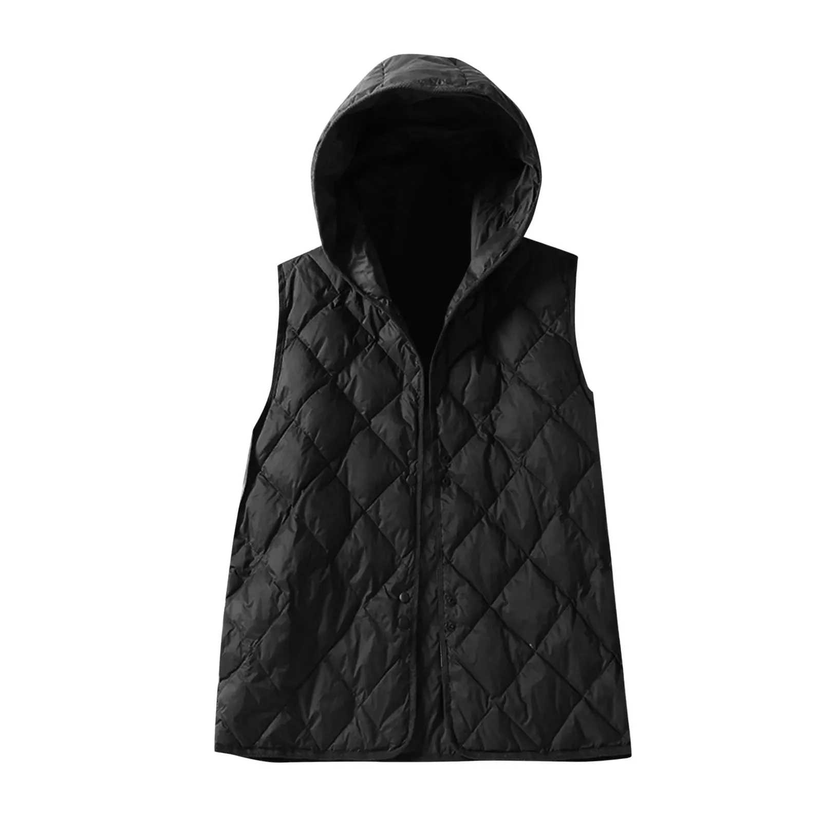 Autumn New Lightweight Warm Hooded Vest Japanese Women'S Temperament Loose Sleeveless Jacket Button Down Vests For Women