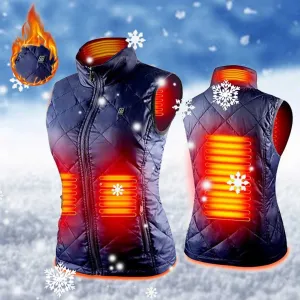 Autumn Winter Women Heated Vest USB Infrared Electric Heating Suit Cotton Vests Casual Flexible Thermal Waistcoat For Camping