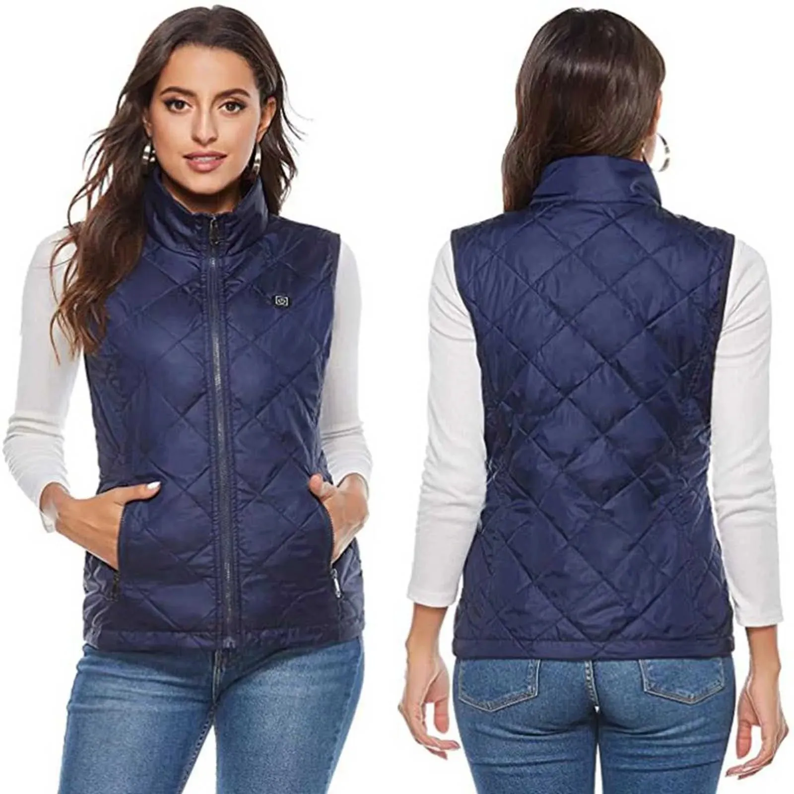 Autumn Winter Women Heated Vest USB Infrared Electric Heating Suit Cotton Vests Casual Flexible Thermal Waistcoat For Camping