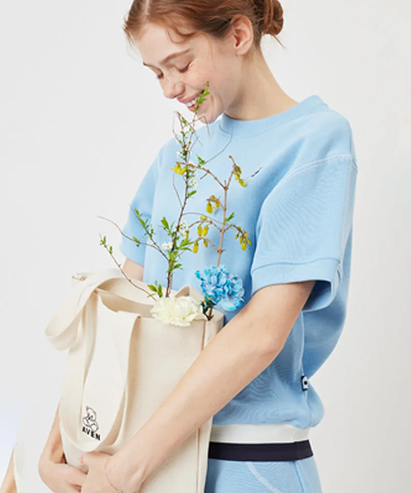 AVEN Stitched Cotton Short Sleeve T-shirt - Sky Blue