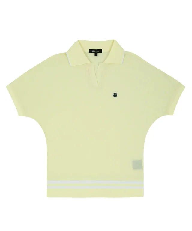 AVEN Women's Raglan Relaxed Fit Polo Shirt - Yellow