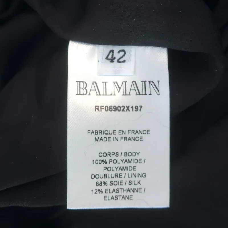 Balmain Sequined Open-Back Gown Black Size 42 Long Sleeve Maxi Dress
