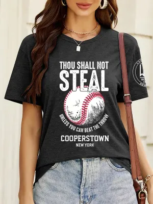 Baseball Print T-shirt, Casual Short Sleeve Crew Neck Top