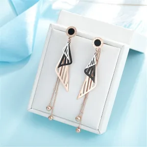 Black & 18K Rose Gold-Plated Fan Tassel Drop Earrings