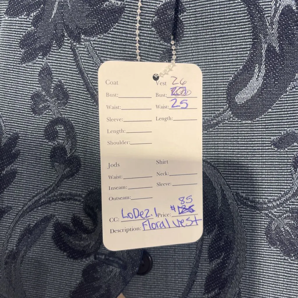 Blue Floral Wool Vest