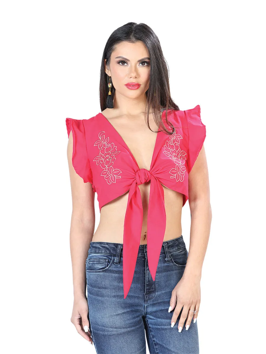 Blusa Corta Artesanal sin Mangas Bordada para Mujer
