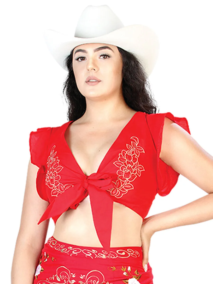 Blusa Corta Artesanal sin Mangas Bordada para Mujer