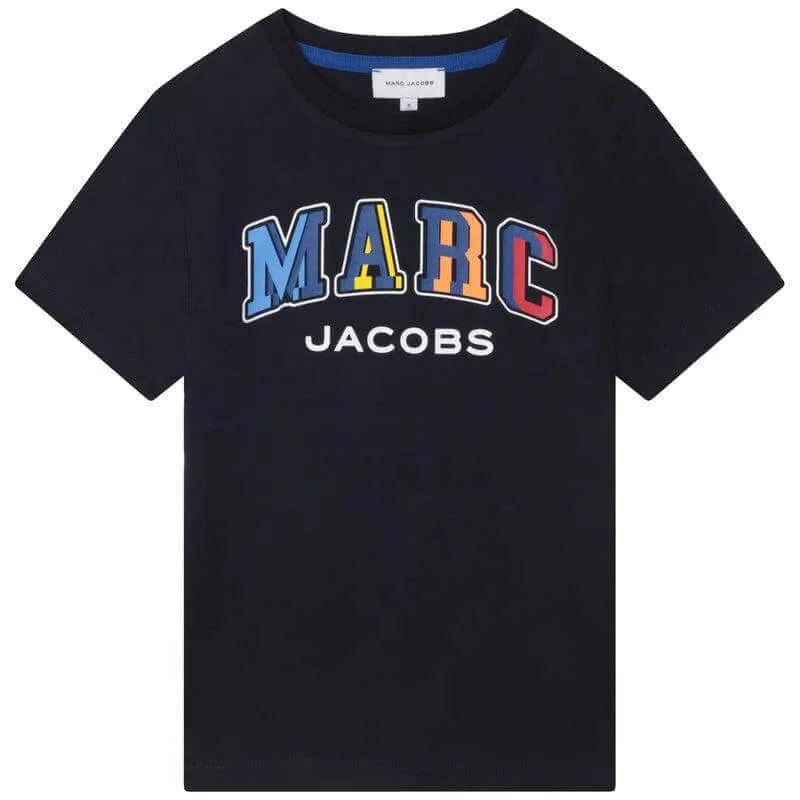 Boys Navy Cotton Logo T-shirt