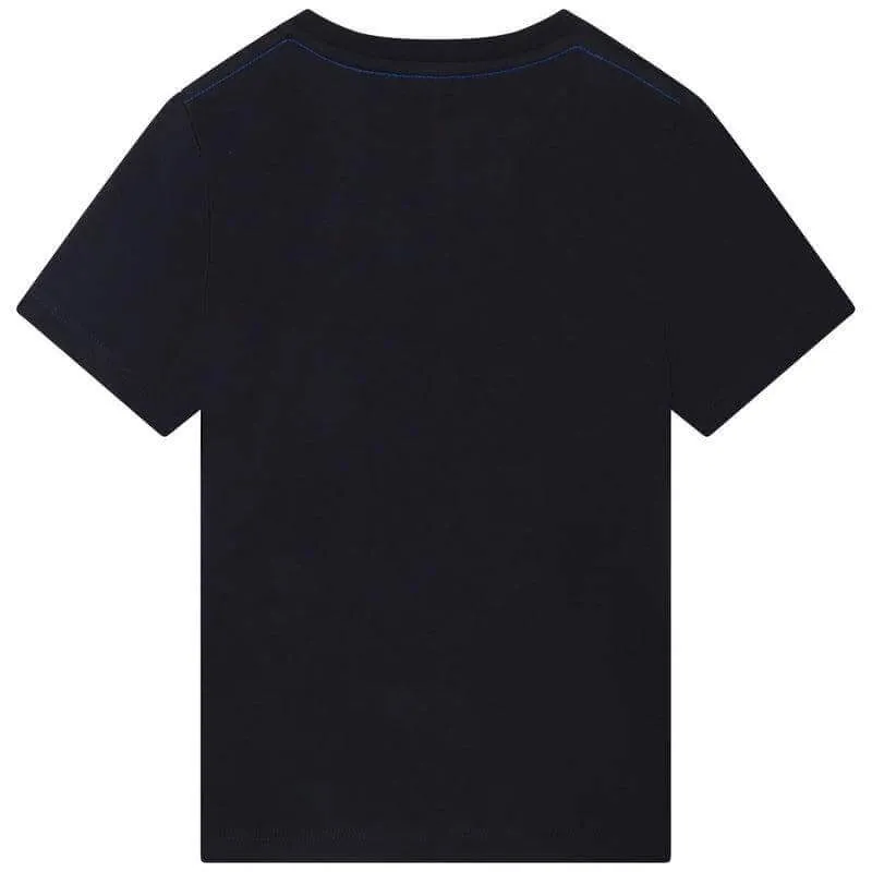 Boys Navy Cotton Logo T-shirt