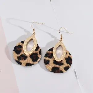 Brown Polyurethane & 18K Gold-Plated Leopard-Print Pear Round Drop Earrings