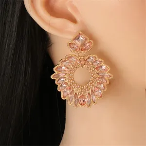 Champagne Crystal & Cubic Zirconia Geometric Drop Earrings