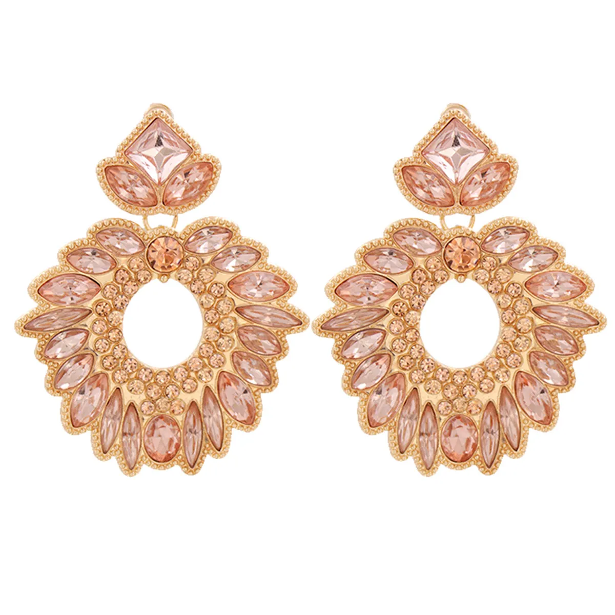 Champagne Crystal & Cubic Zirconia Geometric Drop Earrings
