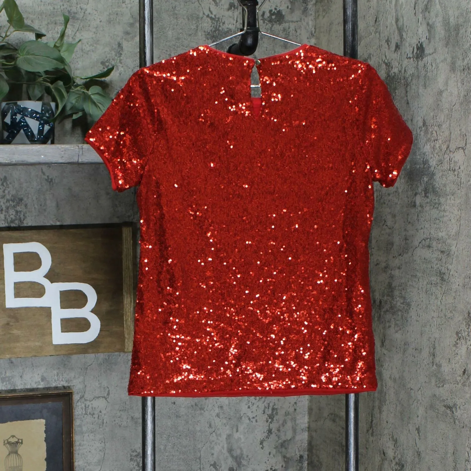 Charter Club Women's Sequined Short Sleeve Blouse