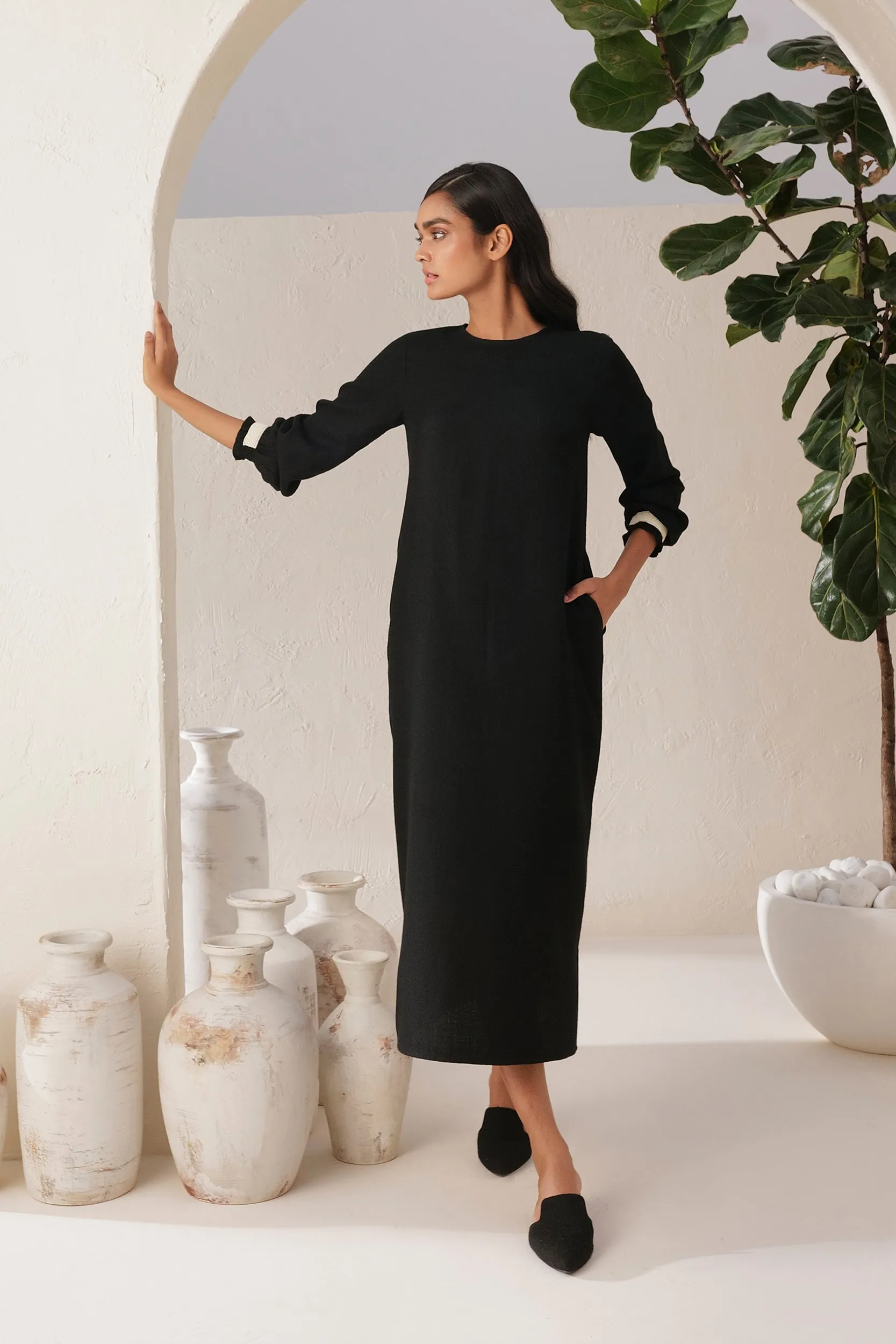 Colmar Woollen Dress (Black)