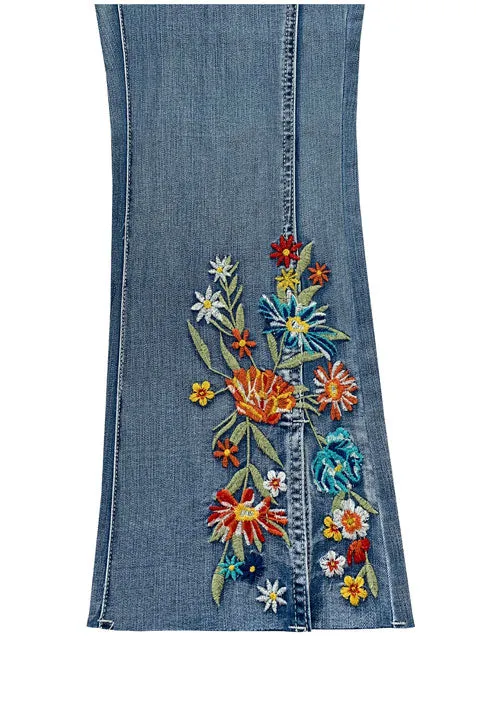 Come to My Garden Embroidered Jeans by Ethyl
