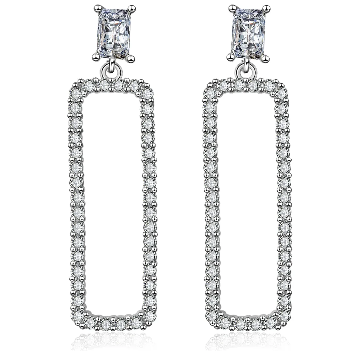 Crystal & Cubic Zirconia Rectangle Drop Earrings