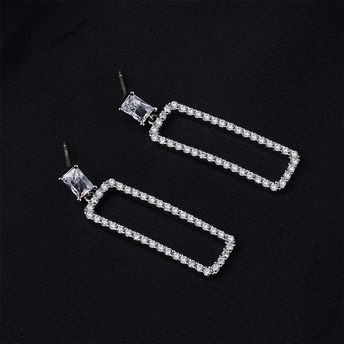 Crystal & Cubic Zirconia Rectangle Drop Earrings