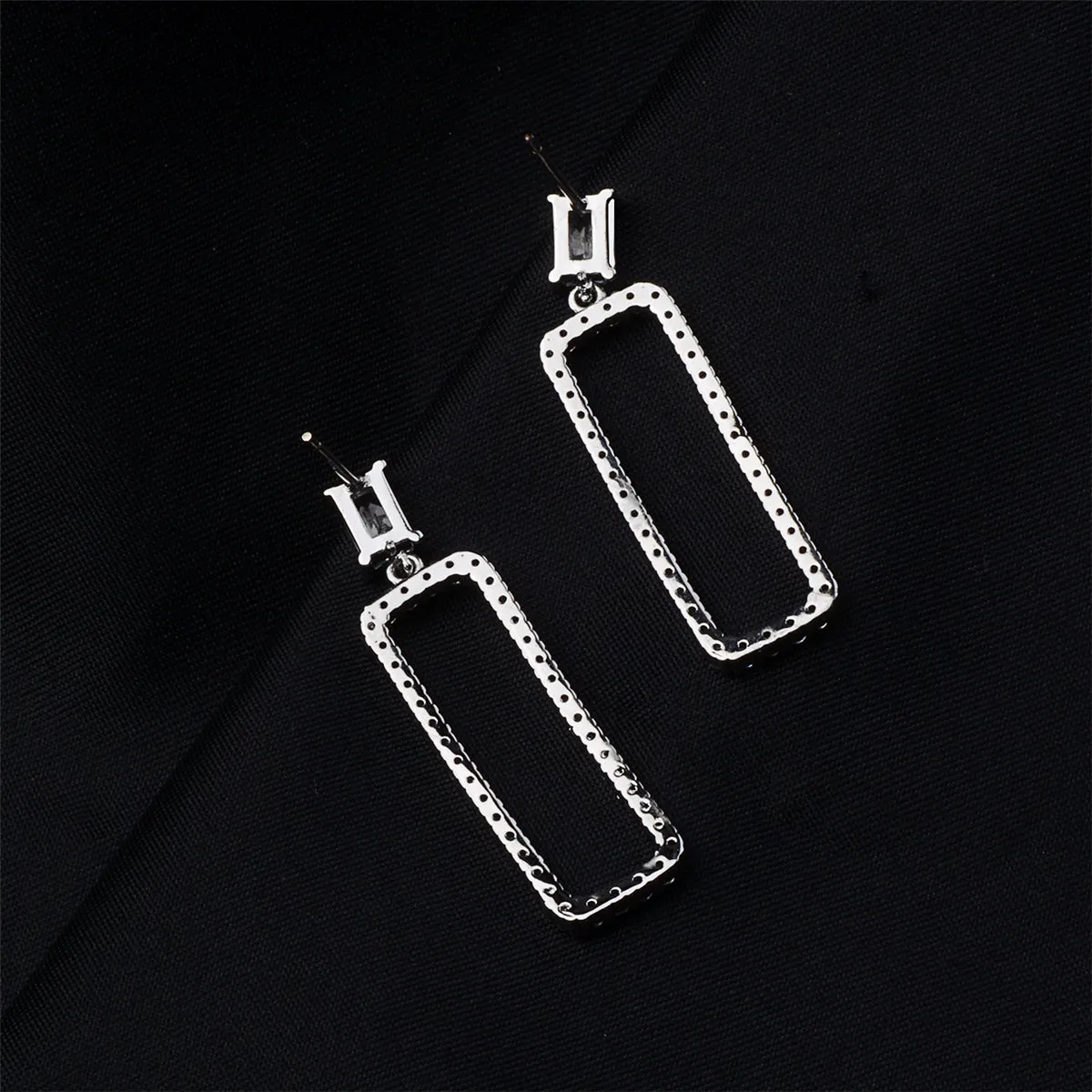 Crystal & Cubic Zirconia Rectangle Drop Earrings