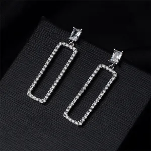Crystal & Cubic Zirconia Rectangle Drop Earrings