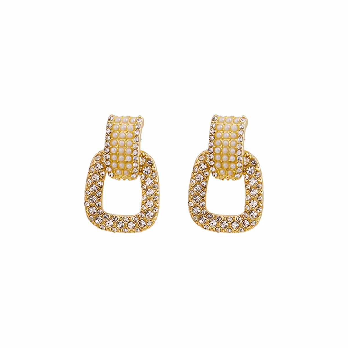 Cubic Zirconia & Pearl Open-Link Drop Earrings